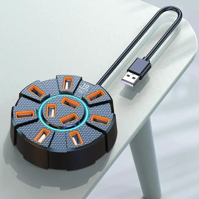 Alt view image 4 of 7 - 10-Port USB 2.0 Multi Charger Hub Splitter High Speed Adapter Laptop PC