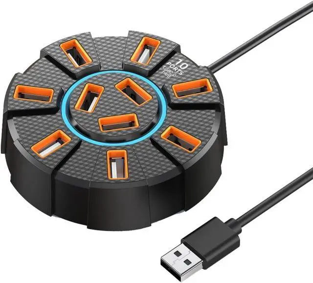 Alt view image 3 of 7 - 10-Port USB 2.0 Multi Charger Hub Splitter High Speed Adapter Laptop PC