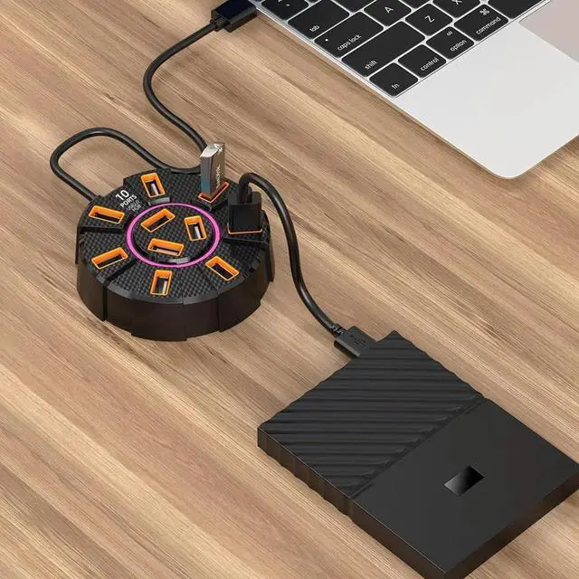 Alt view image 5 of 7 - 10-Port USB 2.0 Multi Charger Hub Splitter High Speed Adapter Laptop PC