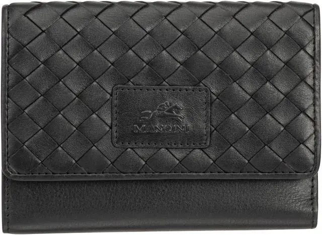 Main image of Mancini Women's Basket Weave RFID Secure Medium Clutch Wallet