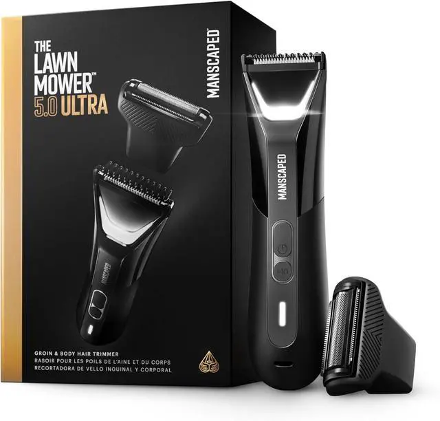Main image of MANSCAPED The Lawn Mower 5.0 Ultra Groin & Body Hair Trimmer for Men Waterproof USB-C Rechargeable Dual SkinSafe Blade System with LED Light Travel Pouch Tuxedo Black