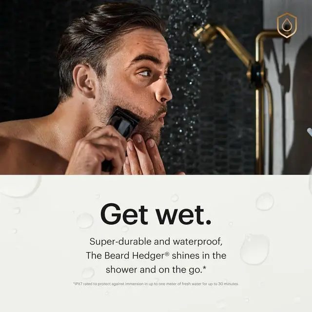 Alt view image 3 of 7 - MANSCAPED The Beard Hedger Premium Beard Trimmer for Men Cordless Waterproof Beard Trimmer with 20 Length Settings Titanium Coated T Blade USB-C Rechargeable Black
