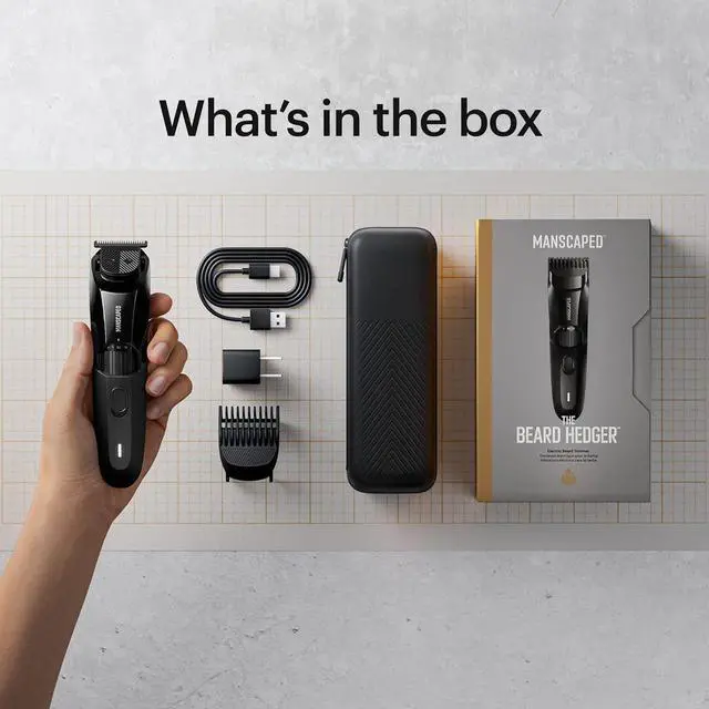 Alt view image 6 of 7 - MANSCAPED The Beard Hedger Premium Beard Trimmer for Men Cordless Waterproof Beard Trimmer with 20 Length Settings Titanium Coated T Blade USB-C Rechargeable Black