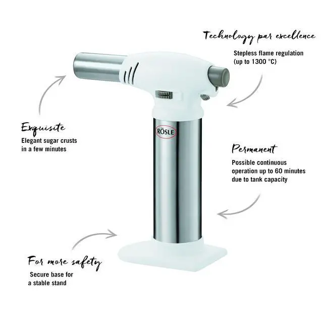 Alt view image 6 of 7 - Rösle 12844 Crème Brulee Butane/Propane Adjustable Kitchen Cooking Torch 6.5 in.