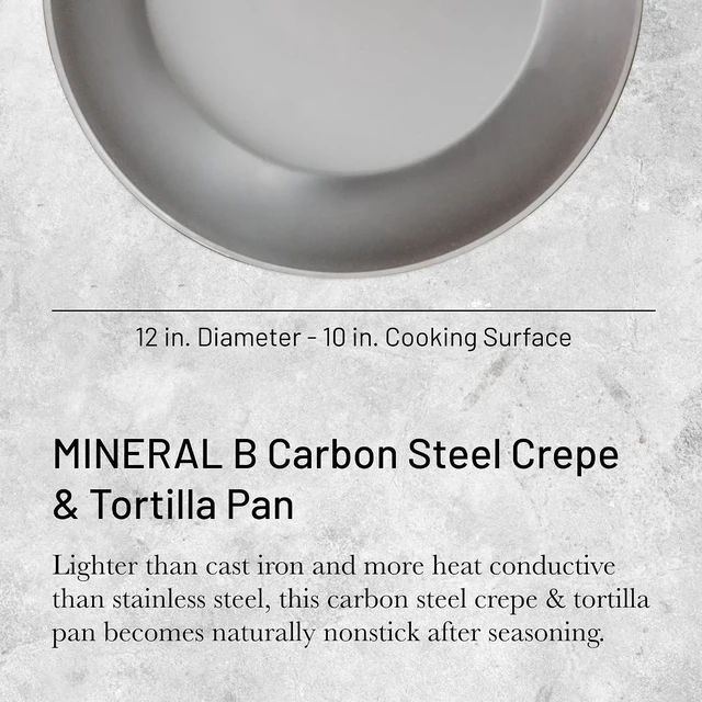 Alt view image 4 of 7 - de Buyer MINERAL B 12 in. Carbon Steel Crepe & Tortilla Pan, Gray