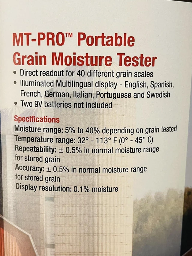 Alt view image 4 of 6 - AgraTronix MT-PRO Portable Grain Moisture Tester, Digital Meter, 40 Grain Scales, Carry Case, Model 08125
