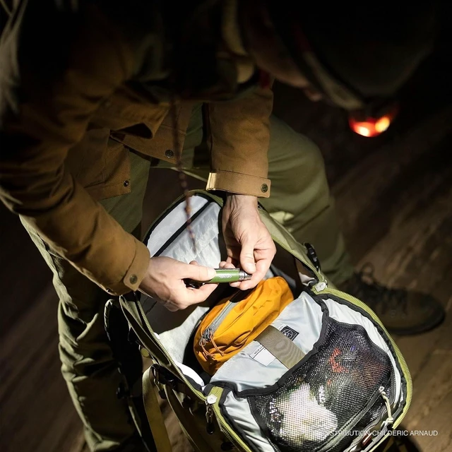 Alt view image 7 of 7 - Petzl e+LITE Ultra-Compact Emergency LED Headlamp, 30 Lumens, White & Red Light, IPX7 Waterproof, CR2032 Batteries Included, White/Black - E02 P4