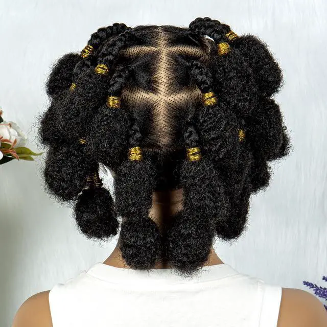 Alt view image 2 of 7 - New Style Bantu Knot Braided Wigs Synthetic HD Full Lace Wig For Black Women Afrian Braid Braiding Hair Knotless Box Braids Wigs