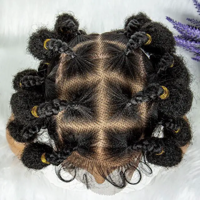 Alt view image 4 of 7 - New Style Bantu Knot Braided Wigs Synthetic HD Full Lace Wig For Black Women Afrian Braid Braiding Hair Knotless Box Braids Wigs