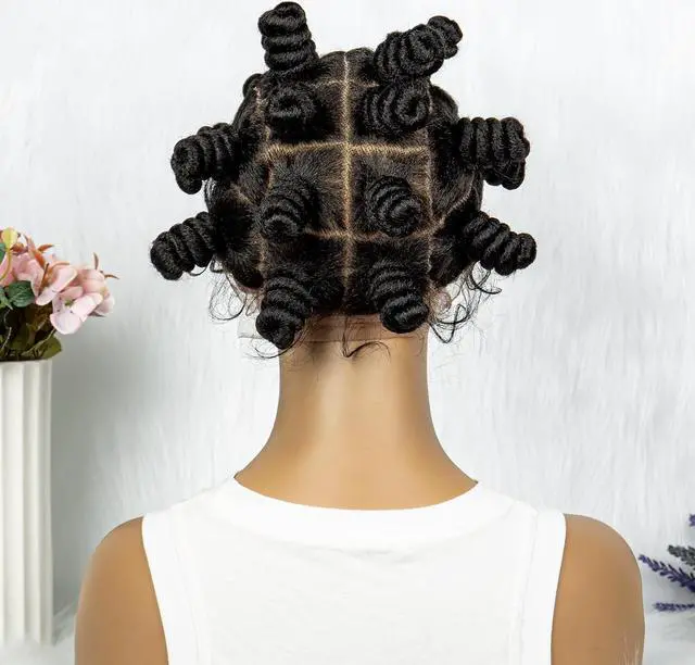 Alt view image 6 of 7 - Knotless Braids Wig Synthetic Box Braided Hair Twist Braided Buns Wig Full Lace African Braiding Hair For Black Women
