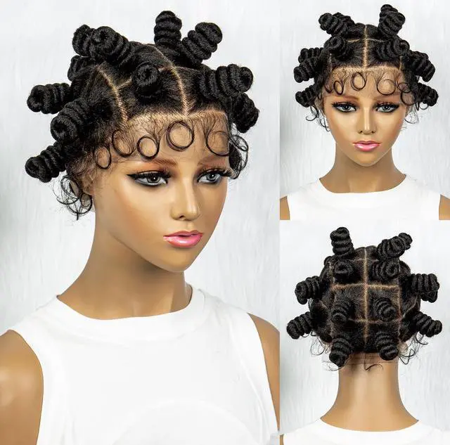 Main image of Knotless Braids Wig Synthetic Box Braided Hair Twist Braided Buns Wig Full Lace African Braiding Hair For Black Women