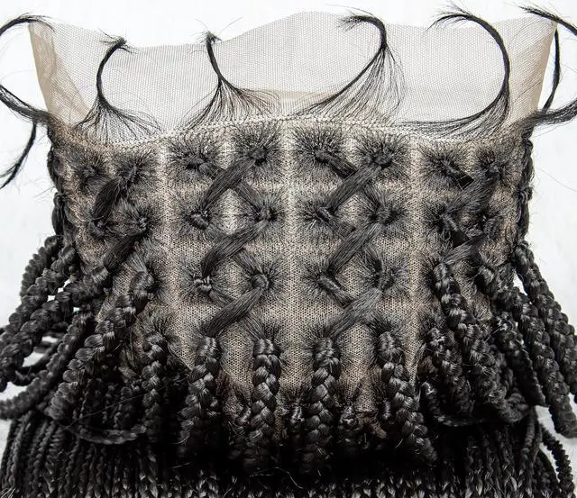 Alt view image 3 of 7 - 36 Full Lace Box Braid Lace Front Wig Super Long Criss Cross Knotless Braids Wig Ombre Synthetic Braided Wigs for Black Women