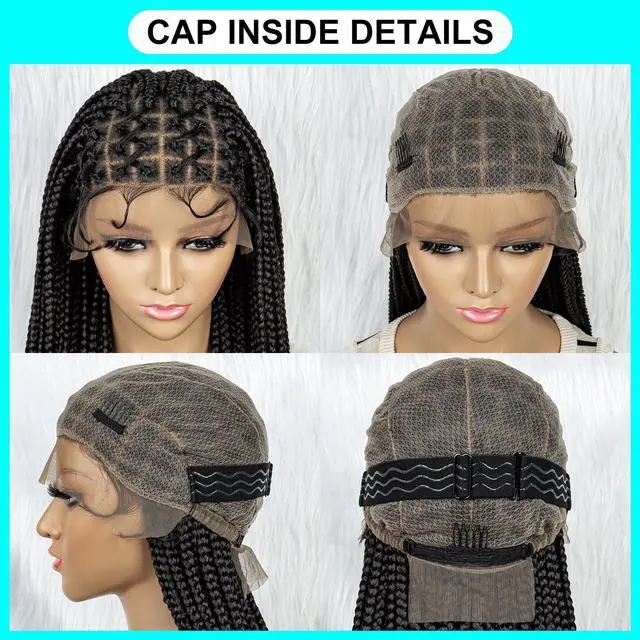 Alt view image 7 of 7 - 36 Full Lace Box Braid Lace Front Wig Super Long Criss Cross Knotless Braids Wig Ombre Synthetic Braided Wigs for Black Women