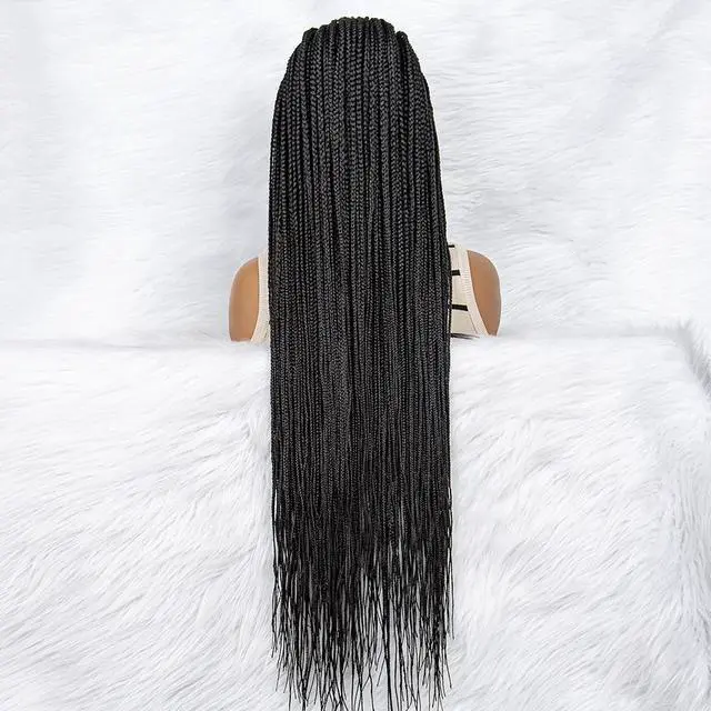 Alt view image 3 of 7 - New Arrival 36 Inches Synthetic Knotless Box Braided Wigs 13x6 Lace Frontal with Baby Hair for Afro American Women Braided Wigs