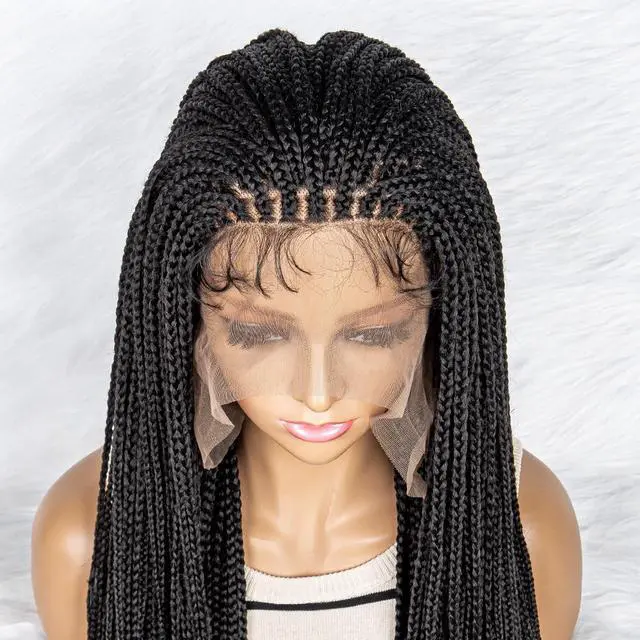 Alt view image 5 of 7 - New Arrival 36 Inches Synthetic Knotless Box Braided Wigs 13x6 Lace Frontal with Baby Hair for Afro American Women Braided Wigs