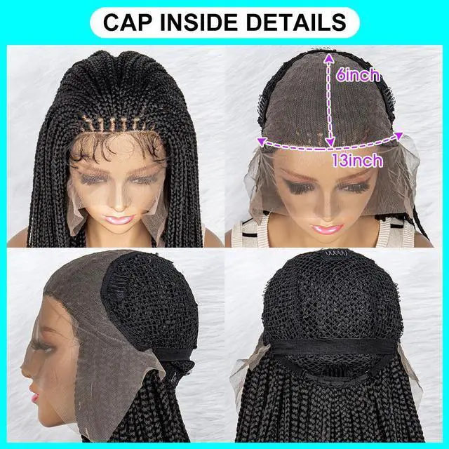 Alt view image 6 of 7 - New Arrival 36 Inches Synthetic Knotless Box Braided Wigs 13x6 Lace Frontal with Baby Hair for Afro American Women Braided Wigs