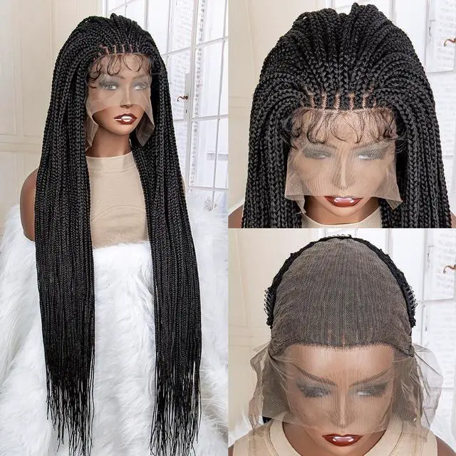 Main image of New Arrival 36 Inches Synthetic Knotless Box Braided Wigs 13x6 Lace Frontal with Baby Hair for Afro American Women Braided Wigs