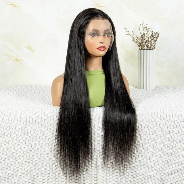 Alt view image 6 of 7 - 180% Density Straight 13*4 Front Lace Human Hair Wigs Natural Color Human Hair Wigs For Women Girls 8-40 Inch 8"