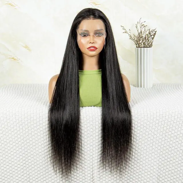 Alt view image 2 of 7 - 180% Density Straight 13*4 Front Lace Human Hair Wigs Natural Color Human Hair Wigs For Women Girls 8-40 Inch 8"