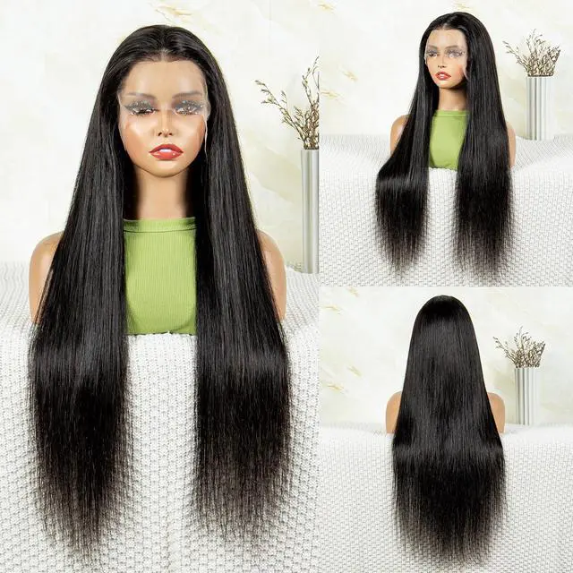 Main image of 180% Density Straight 13*4 Front Lace Human Hair Wigs Natural Color Human Hair Wigs For Women Girls 8-40 Inch 8"