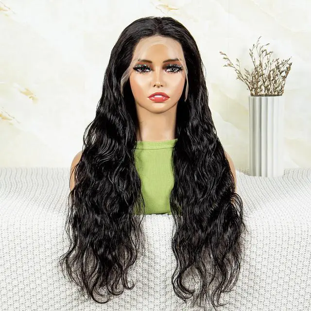 Alt view image 6 of 7 - 180% 13*4 HD Lace Body Wave Human Hair Wigs Fro Women 8-40 Inch  Human Hair Wigs Natural Color 8"