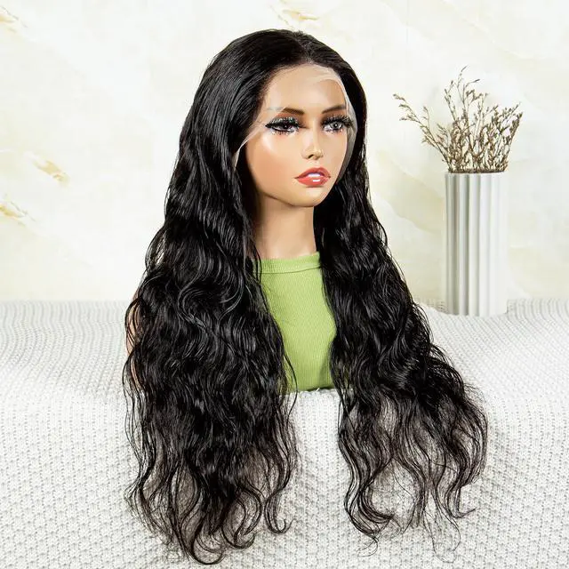 Alt view image 2 of 7 - 180% 13*4 HD Lace Body Wave Human Hair Wigs Fro Women 8-40 Inch  Human Hair Wigs Natural Color 8"