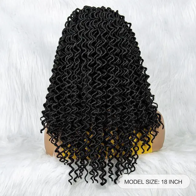 Alt view image 2 of 7 - 18 Inches Synthetic Lace Front Wig Braided Wigs Cornrows Braids Wig Knotless Braiding Curly Wigs Curly Dreadlocks Wigs