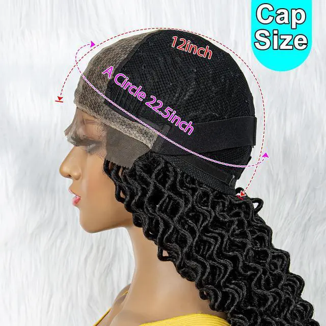 Alt view image 7 of 7 - 18 Inches Synthetic Lace Front Wig Braided Wigs Cornrows Braids Wig Knotless Braiding Curly Wigs Curly Dreadlocks Wigs