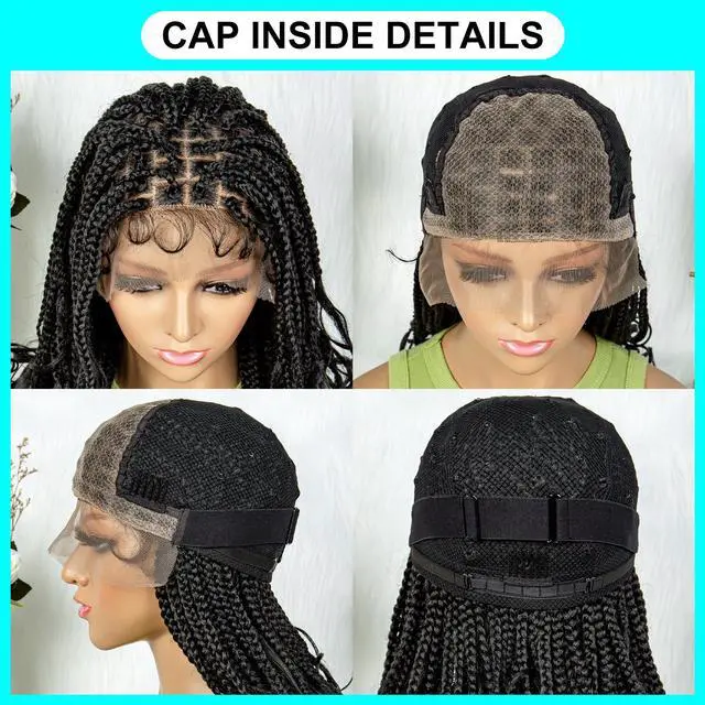 Alt view image 7 of 7 - Colored Synthetic Lace Front Braided Wigs For Black Women Goddess Box Braids Curly Ends 9*6 Glueless Closure Wigs