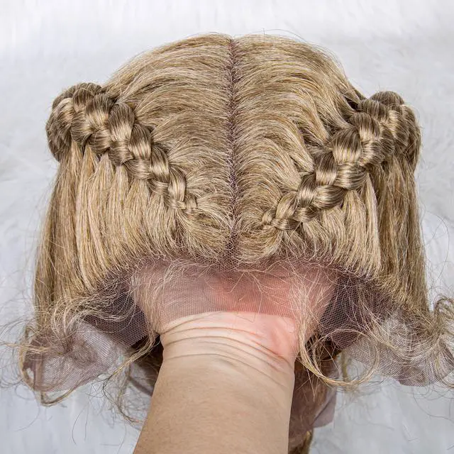 Alt view image 2 of 7 - 36 Inches Long Lace Front Synthetic Braided Wigs Lace Front Dutch Twins Braids Wig With Baby Hair for Black Women 27/613#