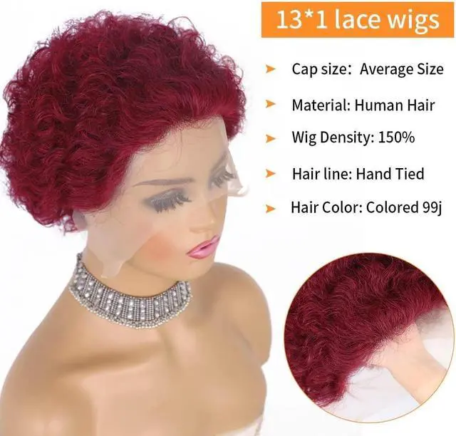 Alt view image 4 of 7 - Lace Front Wigs Sedittyhair Short Curly Wigs For Black Women Human Hair 13X1 HD Lace Front Wigs Human Hair Glueless Human Hair Wigs Pre Plucked Bleached Knots Wig With Hand Tied Hairline (6Inch,NC)