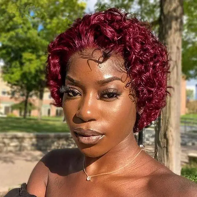 Alt view image 3 of 7 - Lace Front Wigs Sedittyhair Short Curly Wigs For Black Women Human Hair 13X1 HD Lace Front Wigs Human Hair Glueless Human Hair Wigs Pre Plucked Bleached Knots Wig With Hand Tied Hairline (6Inch,NC)
