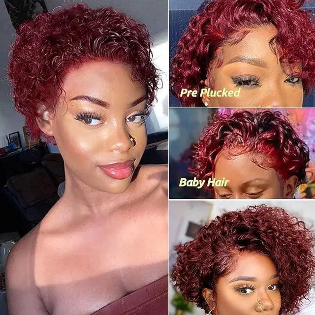 Alt view image 2 of 7 - Lace Front Wigs Sedittyhair Short Curly Wigs For Black Women Human Hair 13X1 HD Lace Front Wigs Human Hair Glueless Human Hair Wigs Pre Plucked Bleached Knots Wig With Hand Tied Hairline (6Inch,NC)