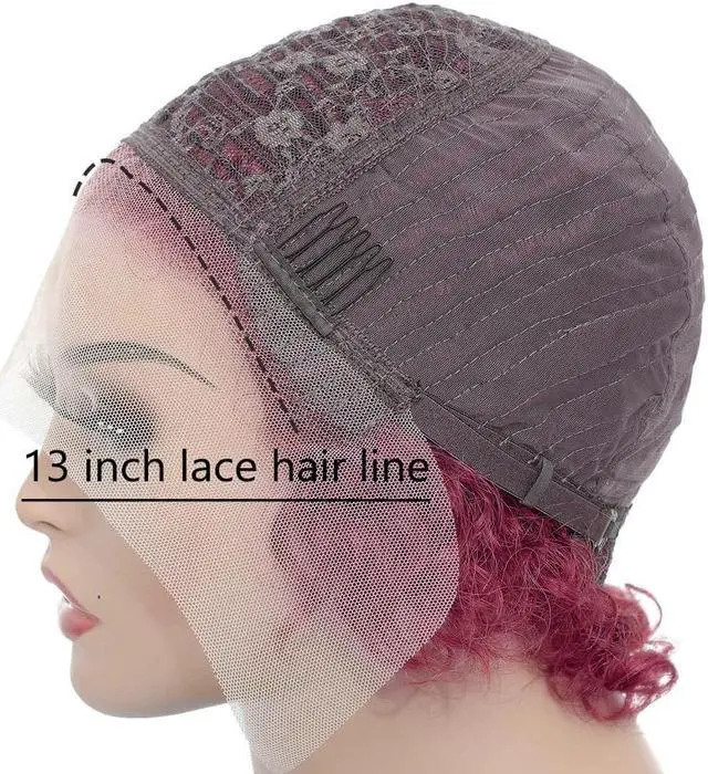 Alt view image 7 of 7 - Lace Front Wigs Sedittyhair Short Curly Wigs For Black Women Human Hair 13X1 HD Lace Front Wigs Human Hair Glueless Human Hair Wigs Pre Plucked Bleached Knots Wig With Hand Tied Hairline (6Inch,NC)