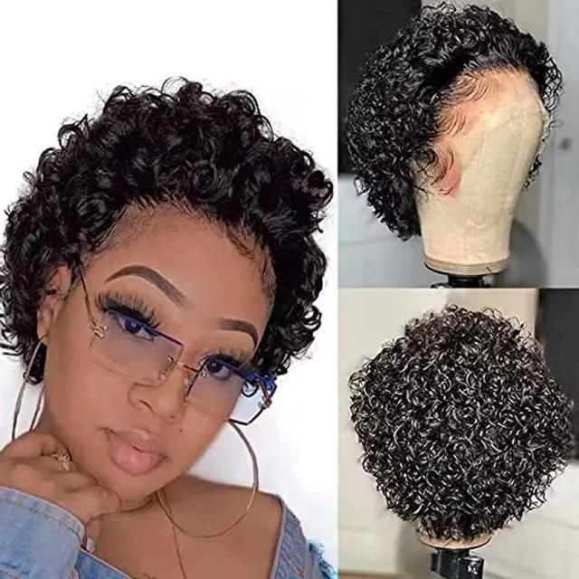 Main image of Pixie Cut Lace Front Wigs Sedittyhair Short Curly Wigs For Black Women Human Hair 13X1 HD Brazilian Virgin Human Hair Wigs Glueless Human Hair Wigs Pre Plucked Bleached Knots Wig With Natural Hairline