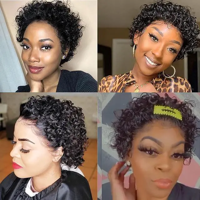 Alt view image 4 of 5 - Pixie Cut Lace Front Wigs Sedittyhair Short Curly Wigs For Black Women Human Hair 13X1 HD Brazilian Virgin Human Hair Wigs Glueless Human Hair Wigs Pre Plucked Bleached Knots Wig With Natural Hairline