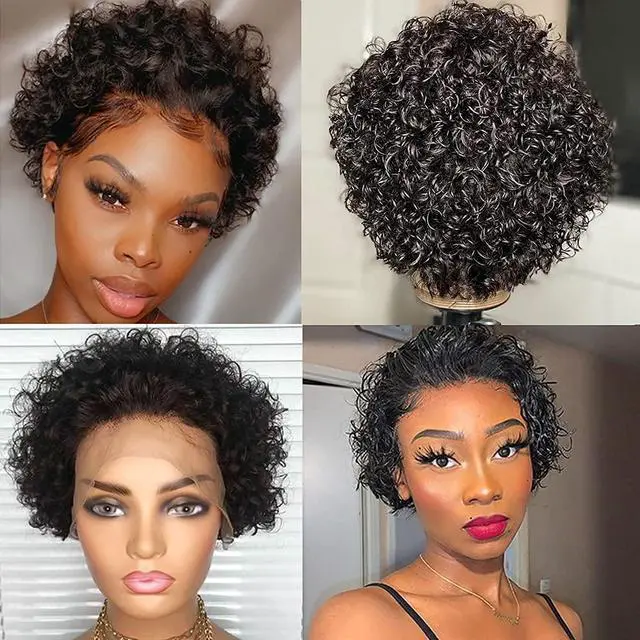 Alt view image 3 of 5 - Pixie Cut Lace Front Wigs Sedittyhair Short Curly Wigs For Black Women Human Hair 13X1 HD Brazilian Virgin Human Hair Wigs Glueless Human Hair Wigs Pre Plucked Bleached Knots Wig With Natural Hairline