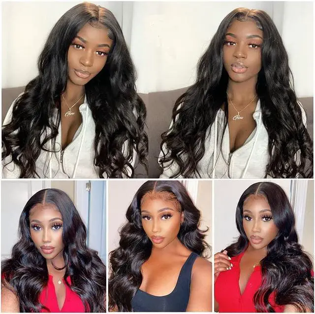 Alt view image 2 of 7 - Lace Front Wigs Human Hair Grade 10A Body Wave Pre Plucked 13x4 Transparent Lace Frontal Wig with Baby Hair 150% Density Brazilian Lace Front Human Hair MALAIKA Wigs for Black Women (18inch,Natural Co