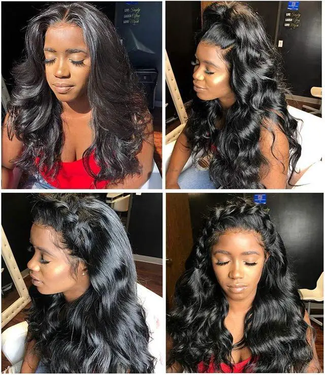 Alt view image 3 of 7 - Lace Front Wigs Human Hair Grade 10A Body Wave Pre Plucked 13x4 Transparent Lace Frontal Wig with Baby Hair 150% Density Brazilian Lace Front Human Hair MALAIKA Wigs for Black Women (18inch,Natural Co
