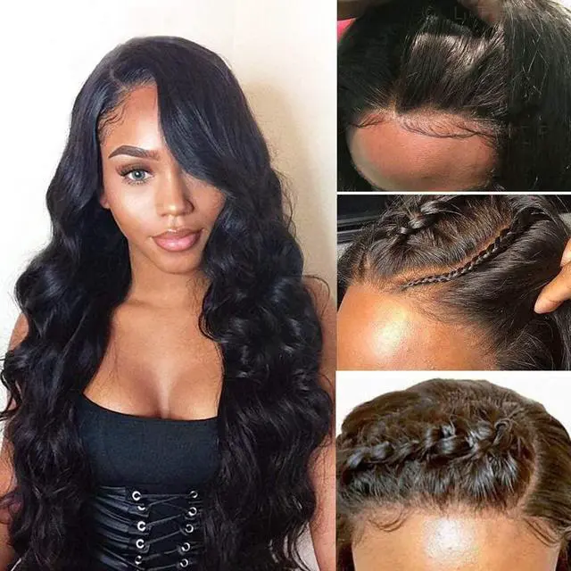 Main image of Body Wave Lace Front Wigs Human Hair Grade 10A Pre Plucked 13x4 Transparent Lace Frontal Wig with Baby Hair 150% Density Brazilian Lace Front Human Hair Wigs for Black Women (22inch,Natural Color)