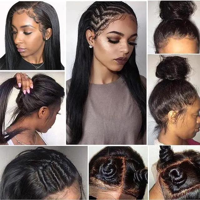 Alt view image 3 of 7 - Lace Front Wigs Human Hair Grade 10A 13x4 Straight Lace Closure Wigs for Black Women 150% Density Brazilian Virgin Human Hair Wigs Pre Plucked with Baby Hair (20 Inch,Natural Color)