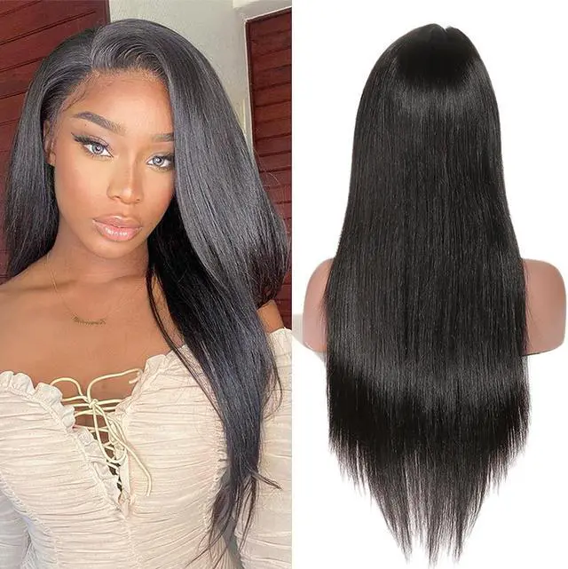 Main image of Lace Front Wigs Human Hair Grade 10A 13x4 Straight Lace Closure Wigs for Black Women 150% Density Brazilian Virgin Human Hair Wigs Pre Plucked with Baby Hair (20 Inch,Natural Color)