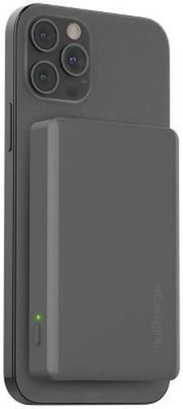 Alt view image 2 of 3 - myCharge Maglock 6k 6000mAh/12W Wireless Charger + USB-C Port Power Bank  Graphite Gray