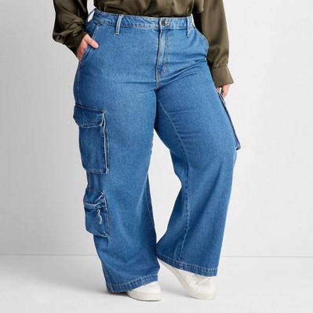 Women's High-rise Wide Leg Denim Cargo Pants - Universal Thread