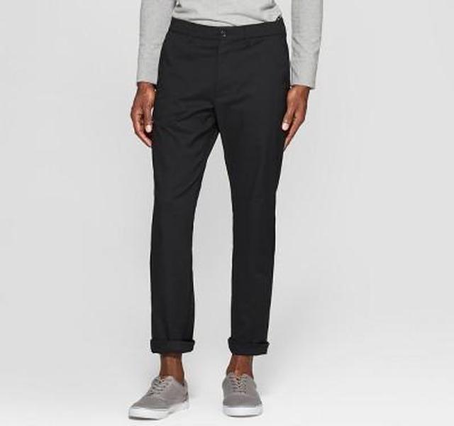 Men's Slim Fit Tech Chino Pants - Goodfellow & Co Solid Black 33x30 