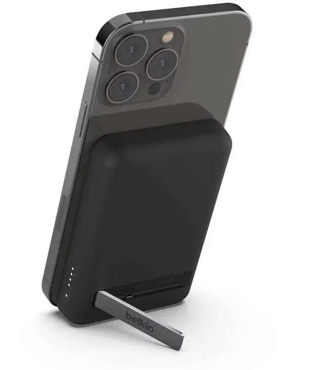Alt view image 3 of 6 - Belkin Magnetic Wireless Power Bank 5K + Stand, Black