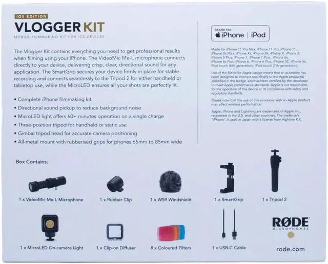 Alt view image 19 of 20 - Rode Vlogger Kit iOS Edition Filmmaking Kit for Mobile Devices with Lightning Ports