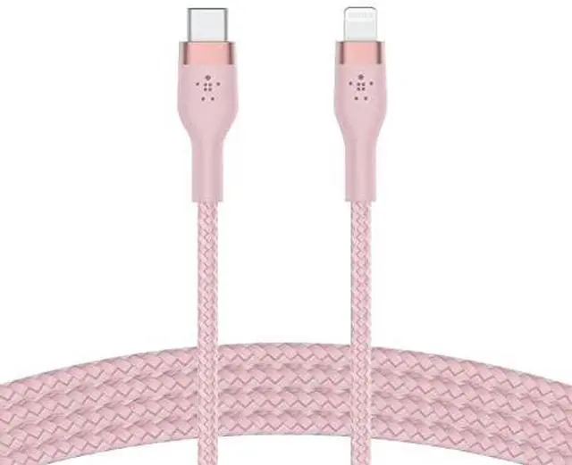 Main image of Belkin 6.6' BoostCharge Pro Flex USB-C Lightning Connector Cable Strap Pink Chic