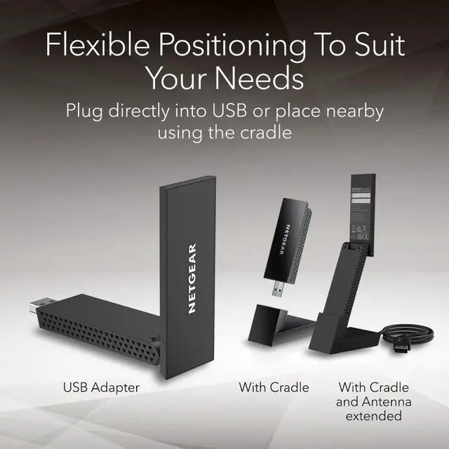 Alt view image 6 of 6 - Nighthawk Wifi 6E USB 3.0 Adapter A8000 | Axe3000 Tri-Band Wireless Gigabit Speed Up To 3Gbps | 6Ghz Band | For Windows Pc
