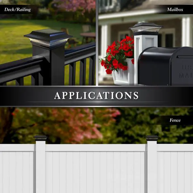 Alt view image 4 of 7 - Classy Caps 5X5 Black Aluminum Imperial Solar Post Cap - 2 Pack